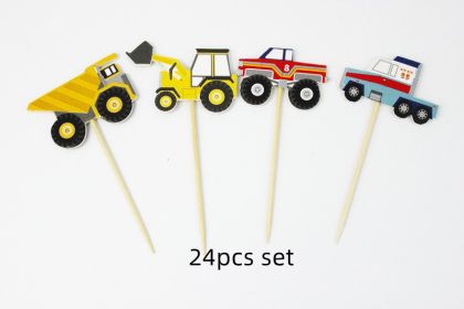 Tractor Forklift Inserts Insertion Article Cake Decoration 24pcs