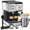 Espresso Machine 20 Bar Pump Pressure Cappuccino latte with ESE POD filter&Milk Frother Steam Wand&thermometer, 1.5L Water Tank, Stainless steel Espre