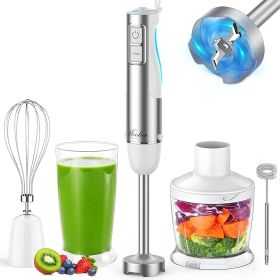 Hand Blender, 5 in 1 Multi-Purpose Immersion Blender set, 1100 watts 12 Adjustable Speed Stick Blender, 600ml Beaker, 500ml Food Processor Container,