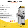 VEVOR Commercial Slushy Machine, 12L/3.2Gal Single Bowl, 50 Cups Margarita Machine, 500W Stainless Steel Margarita Smoothie Frozen Drink Maker, Slushi