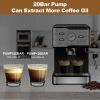 Espresso Machine 20 Bar Pump Pressure Cappuccino latte with ESE POD filter&Milk Frother Steam Wand&thermometer, 1.5L Water Tank, Stainless steel Espre