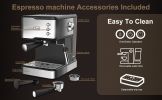 Geek Chef Espresso and Cappuccino Latte Maker 20 Bar Pump Coffee Machine Compatible with ESE POD capsules filter;  950W;  1.5L Wate