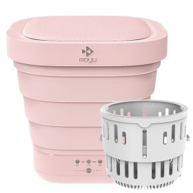 Portable mini folding bucket washing machine (Option: Pink-Second)