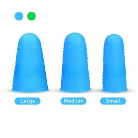 Silicone Finger Stall Anti-scald Non-slip High Temperature Resistant Fingertip Protective Cover With Particles Three Yards Food Grade (color: Blue)