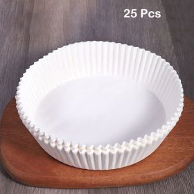 25/50pcs Air Fryer Disposable Paper Liner Non-stick Round Baking Steamer Paper Mats Home Kitchen Airfryer Food Basket Liner Mat (color: 25pcs white(opp bag))