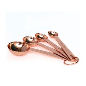 Kitchen Accessories 4Pcs/Set Measuring Cups Spoons Stainless Steel Plated Copper Wooden Handle Cooking Baking Tools (color: As pic show, Set Quantity: 4Pcs/Set)