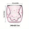 1pc Cat Claw Glass Cup, Creative Insulated Glass Double Layer Coffee Cup High Borosilicate Tea Cup Household Cute Transparent Cat Paw Glass Water Cup